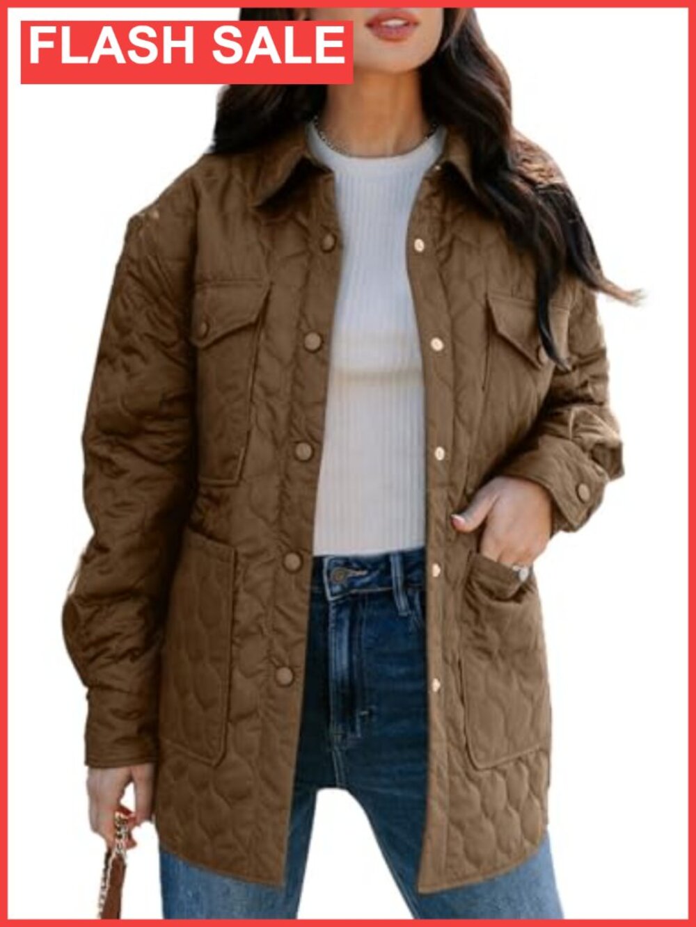 Diamond Quilted Lightweight Puffer Jacket Button Down Collar Loose Fit